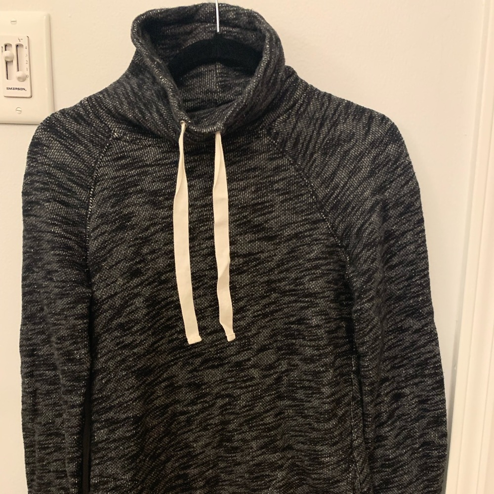 J.CREW - Cotton Tube Neck Pullover - XXS/XS - Black Heathered